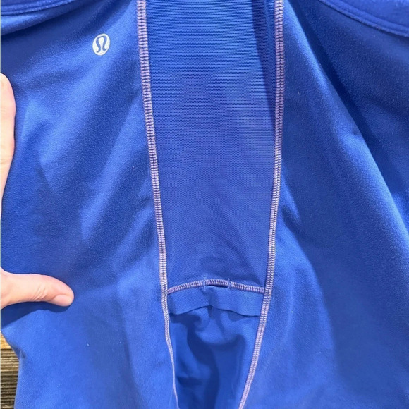 Lululemon Ujjayi Y Tank sz6 rare  print blue pocket yoga running gym bra mesh - Picture 3 of 4